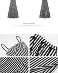 Black and White Striped Halter Dress With High Waist