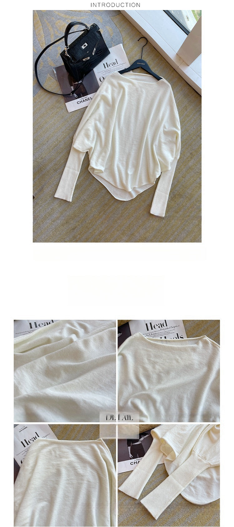 Stylish Asymmetrical Shoulder Knit Long-Sleeve Top