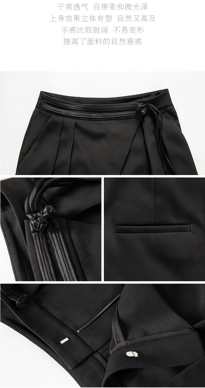 Chinese Style Fringe Straight Leg Not Wide Leg Pants