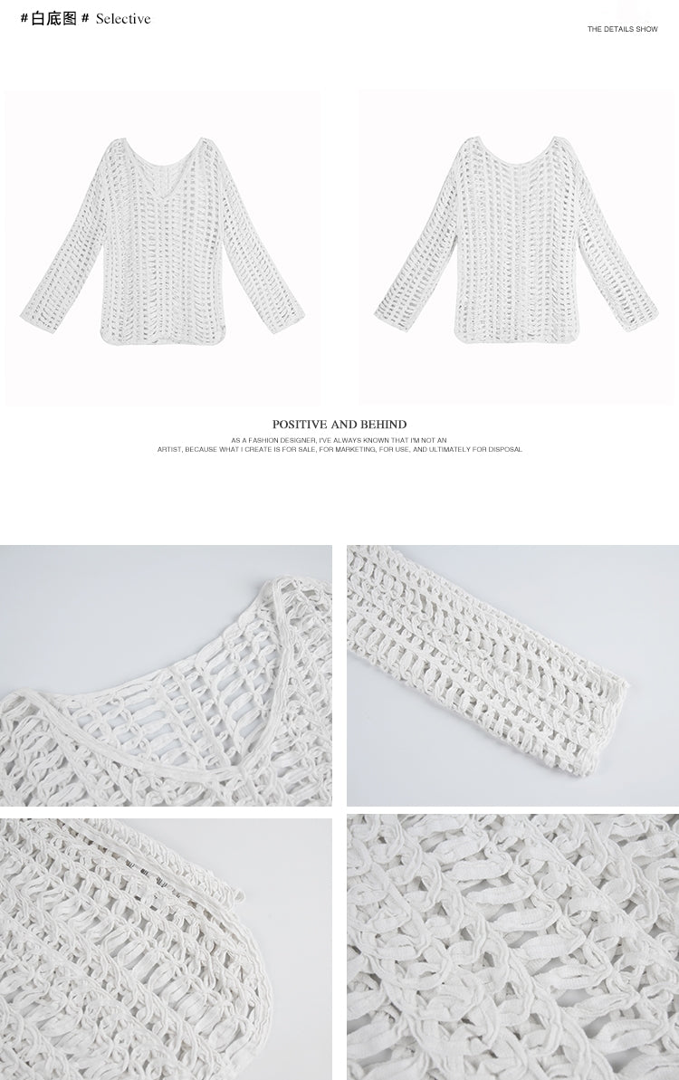 White Open Knit Smock Sun Protection Top