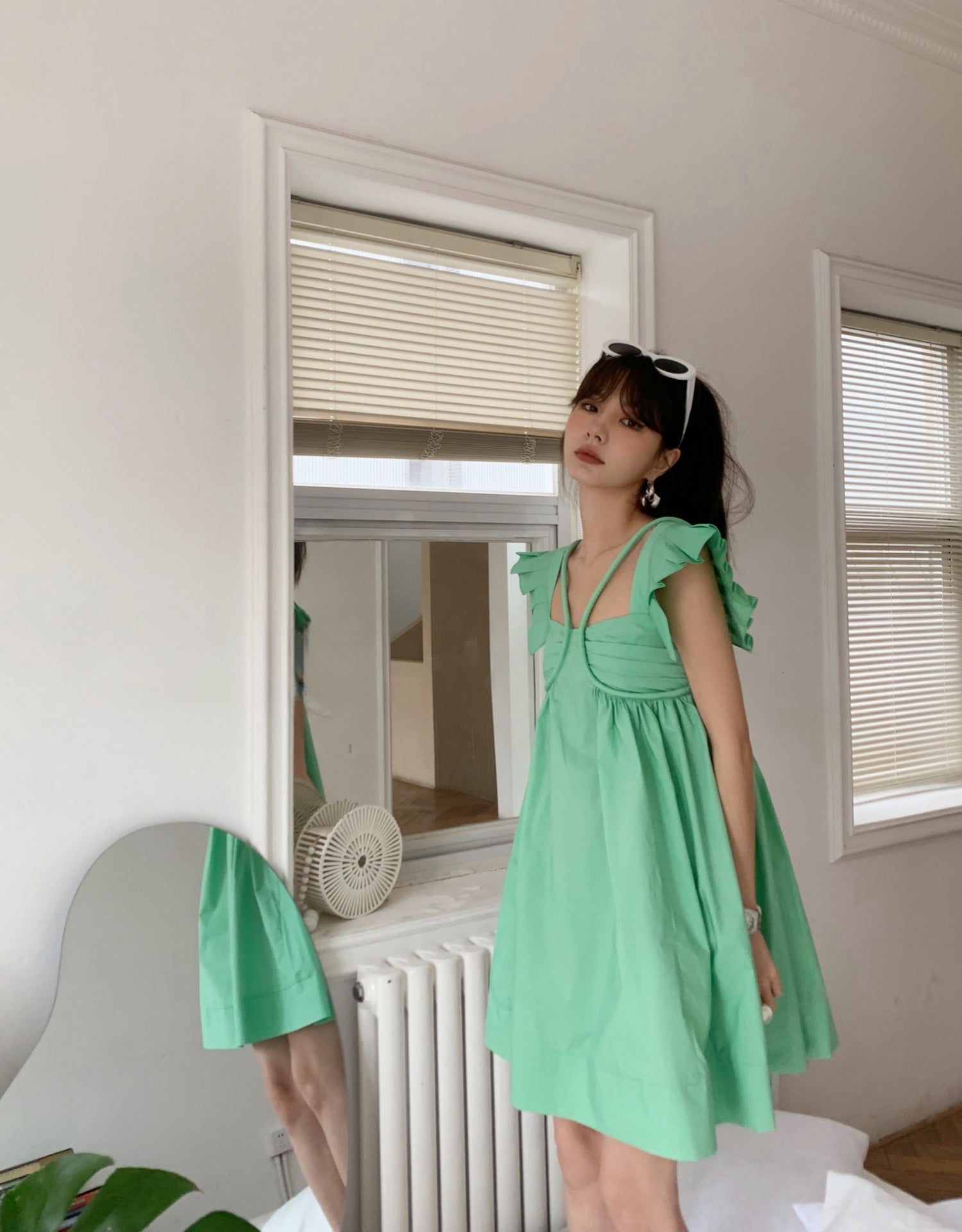 Elegant French Fly-Sleeve Dress