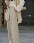 High-waisted Thickened Wool Blend Wide-leg Pants with Drape