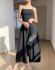 Linen Fabric Slip Dress Classic Little Black Dress