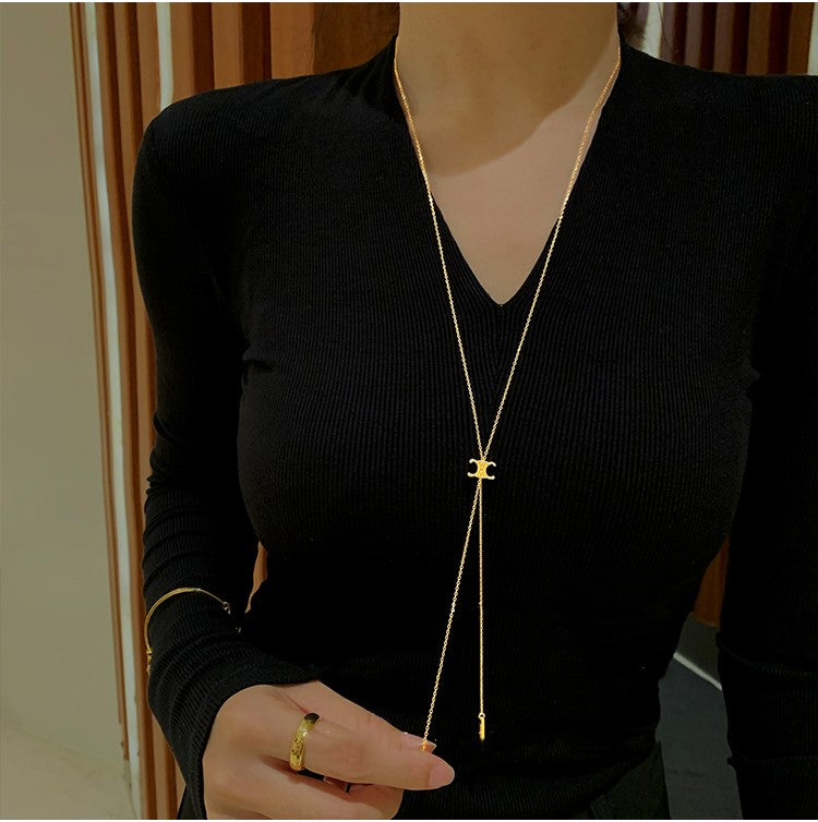 Long Gold Tassel Necklace