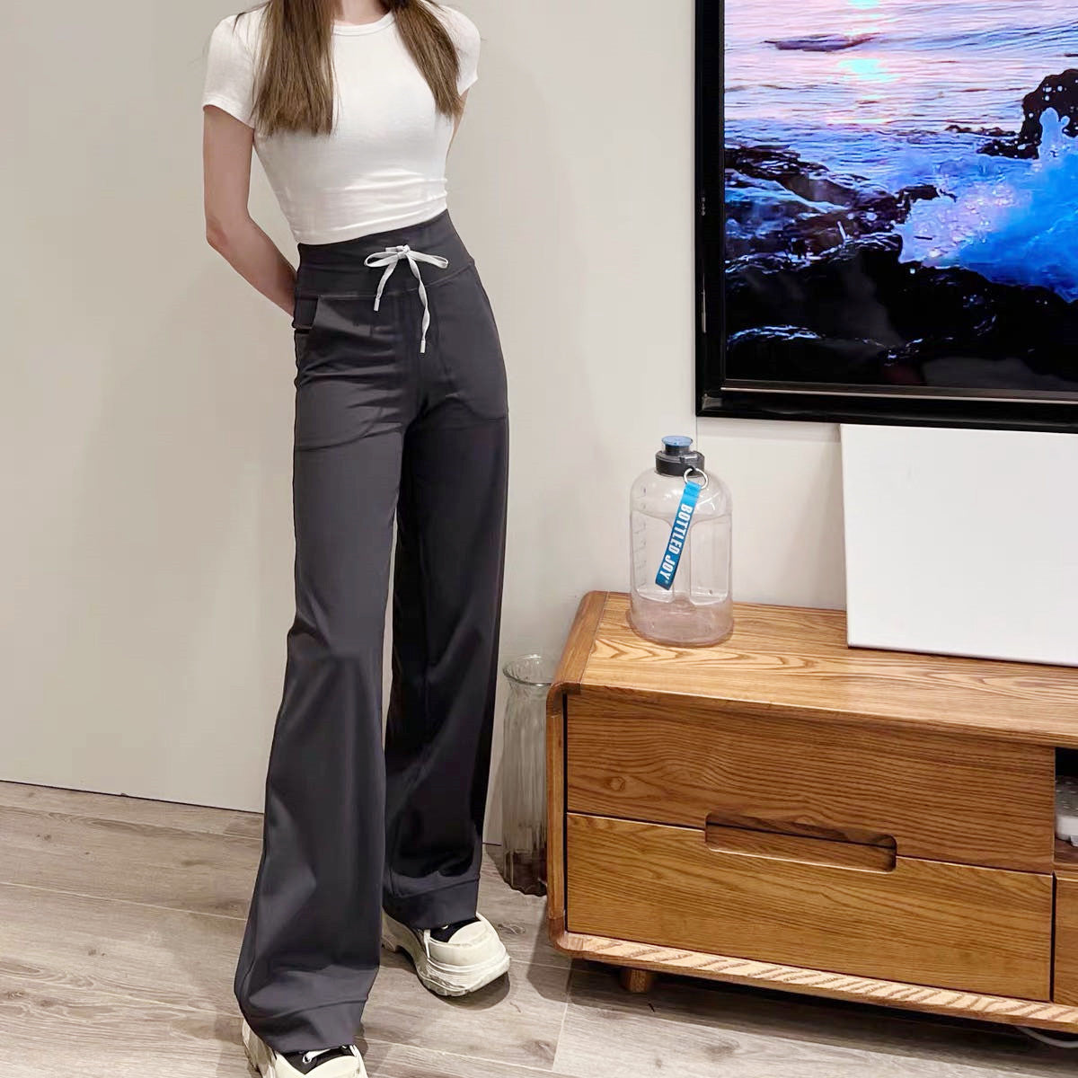 Throwback Still Series of Floor-Length Yoga Casual Sweatpants