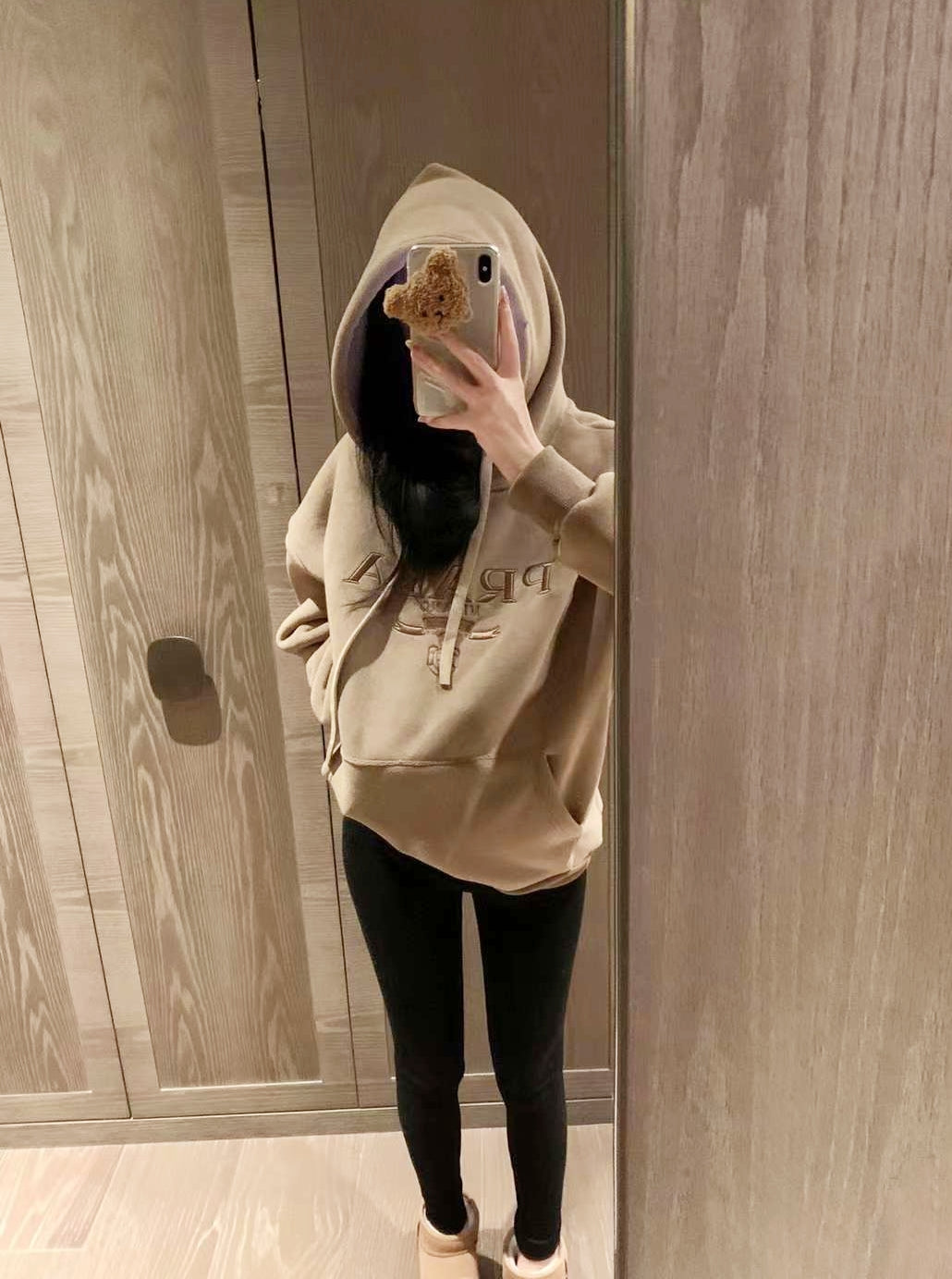 Hooded Thickened Fleece-lined Sweatshirt with Letter Embroidery