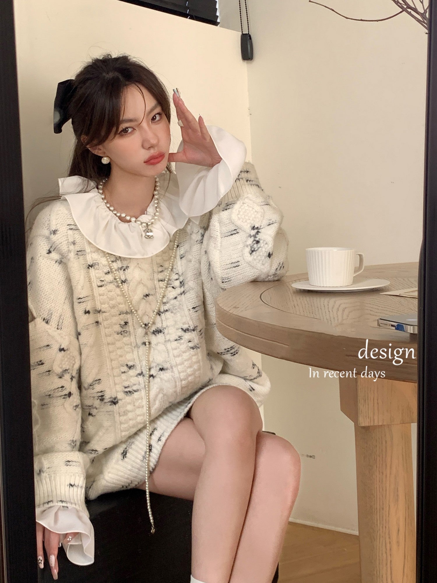 Lazy Senior Sleeve Hollowed Out Chanel Style Loose Sweater