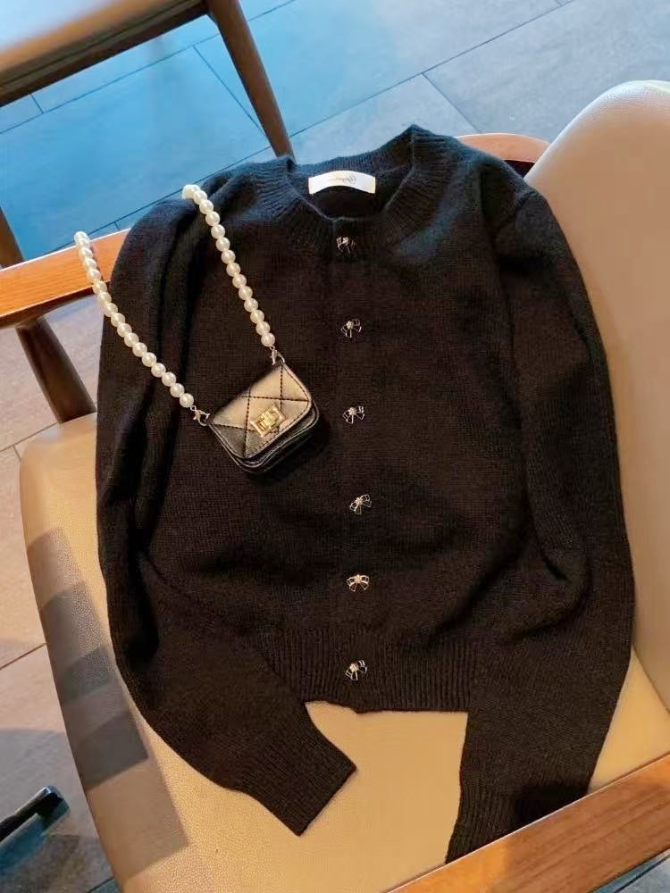 Vintage Academia Soft Knit Crewneck Cardigan