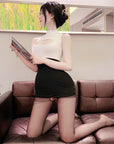 Mature Office Lady Bodysuit Secretary Costume (With Crotchless Black Stockings)