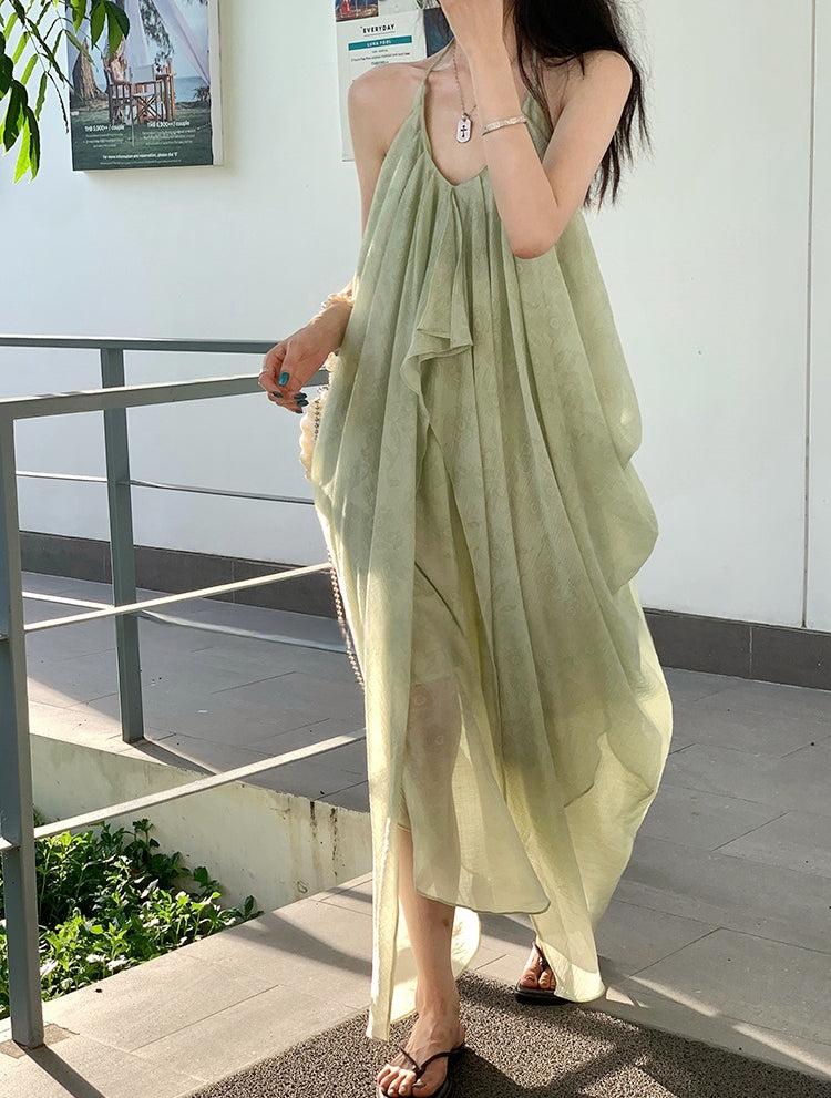 Tencel Airy Mid-Length Beach Dress
