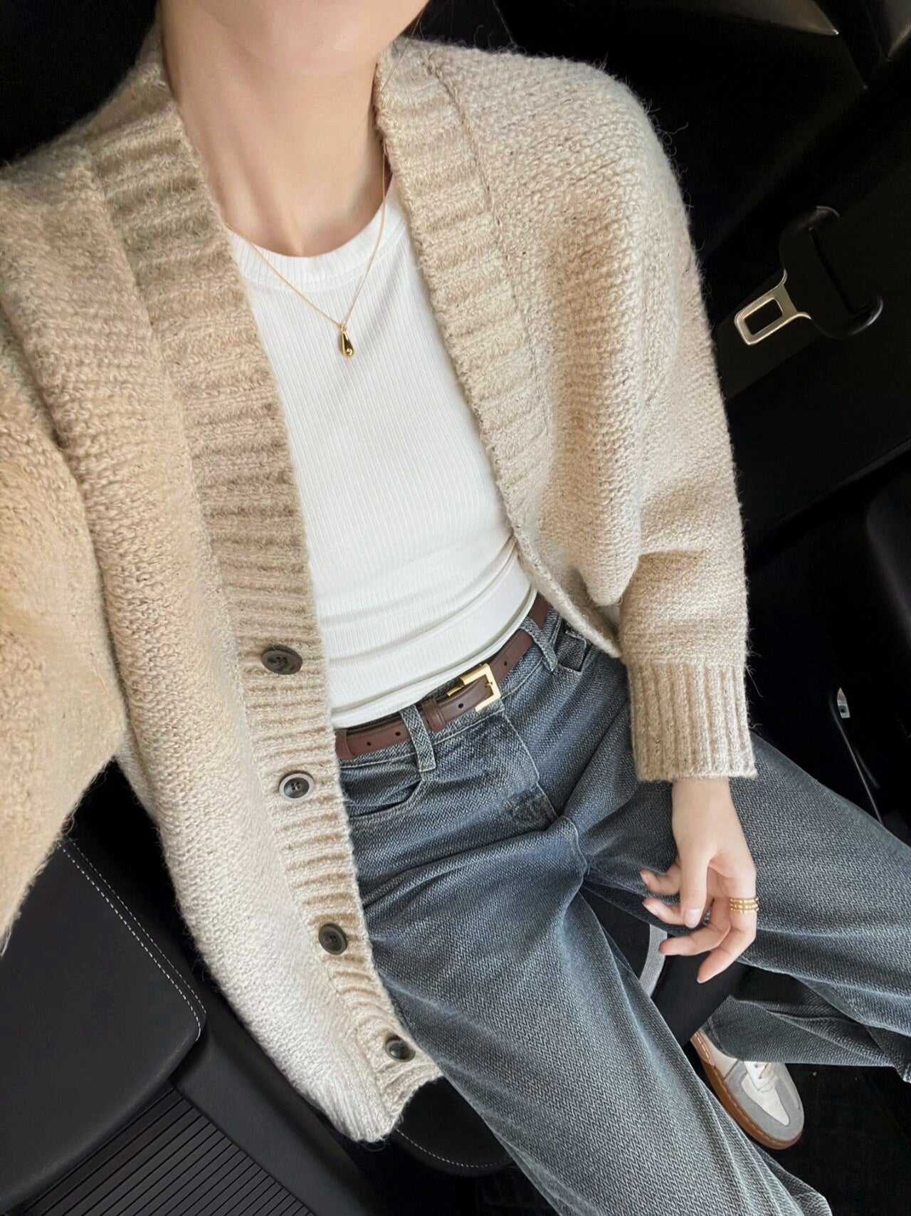 Herringbone Washed Denim Jeans