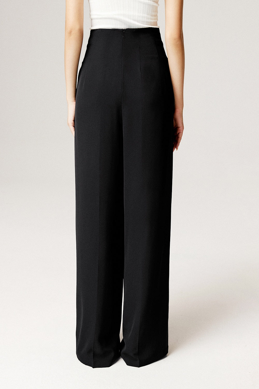 High-Waisted V-Cut Wide-Leg Trousers