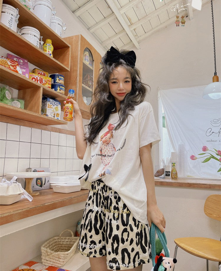 Cartoon Leopard Print Bow House Set