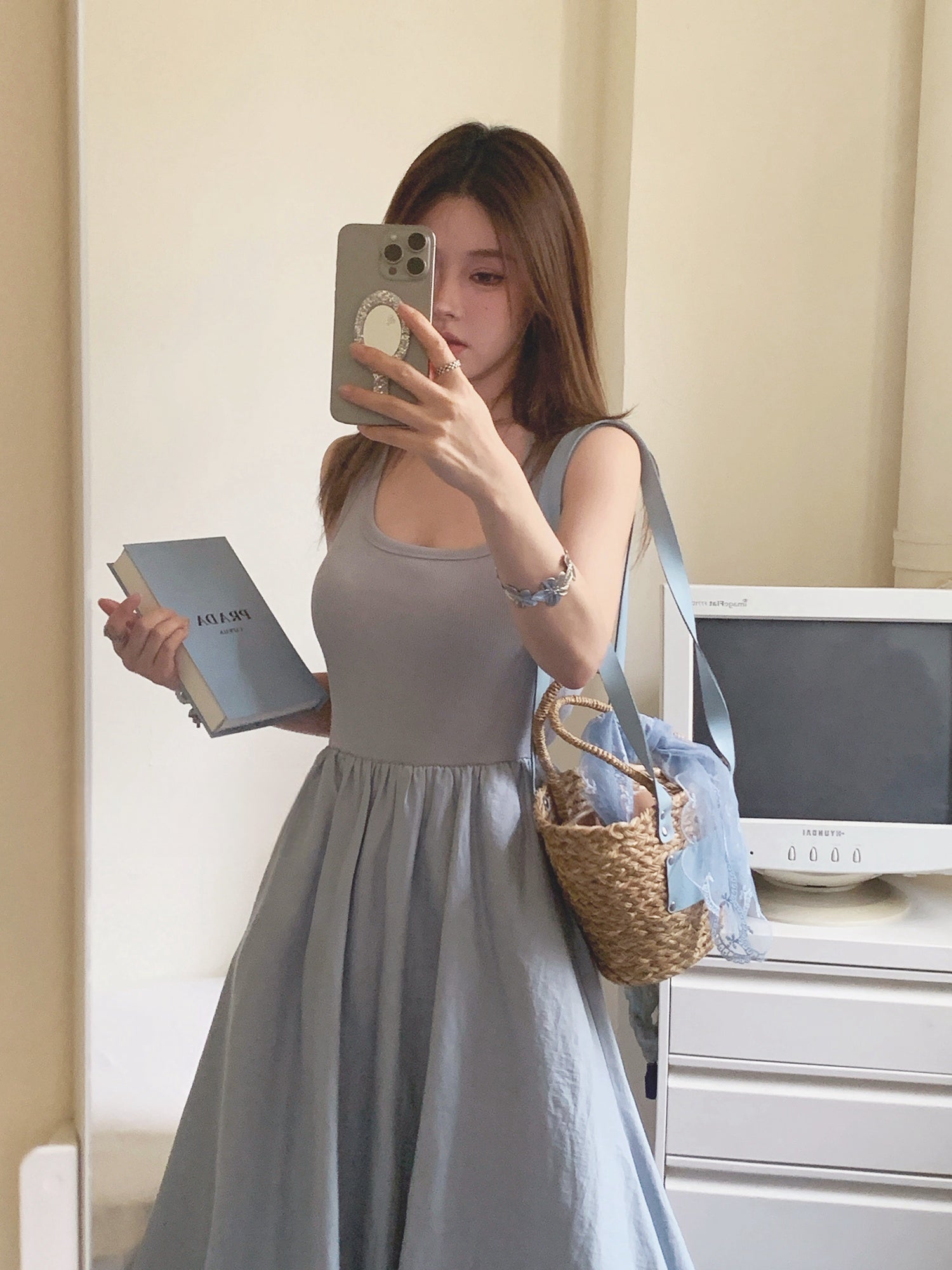 Open-Back Ribbed Knit Tank Dress
