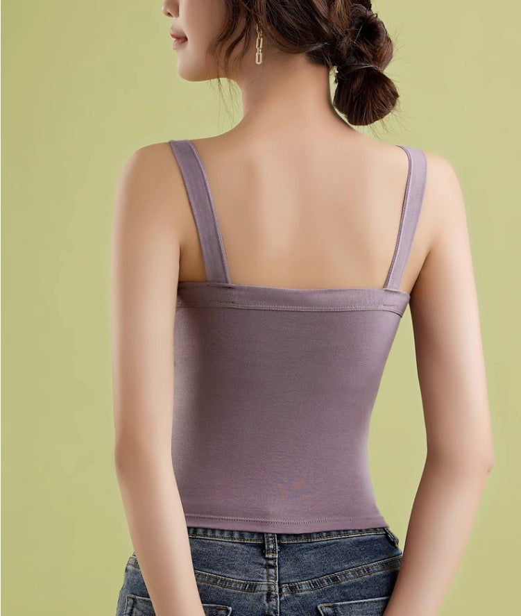 Vintage Square Neck Built-in Cup Camisole