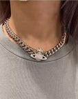 Magnetite Saturn Water Diamond Collarbone Necklace