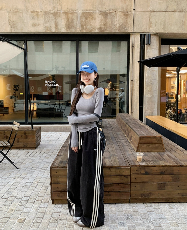 American-Style Striped Eco Cotton Drawstring Lounge Pants