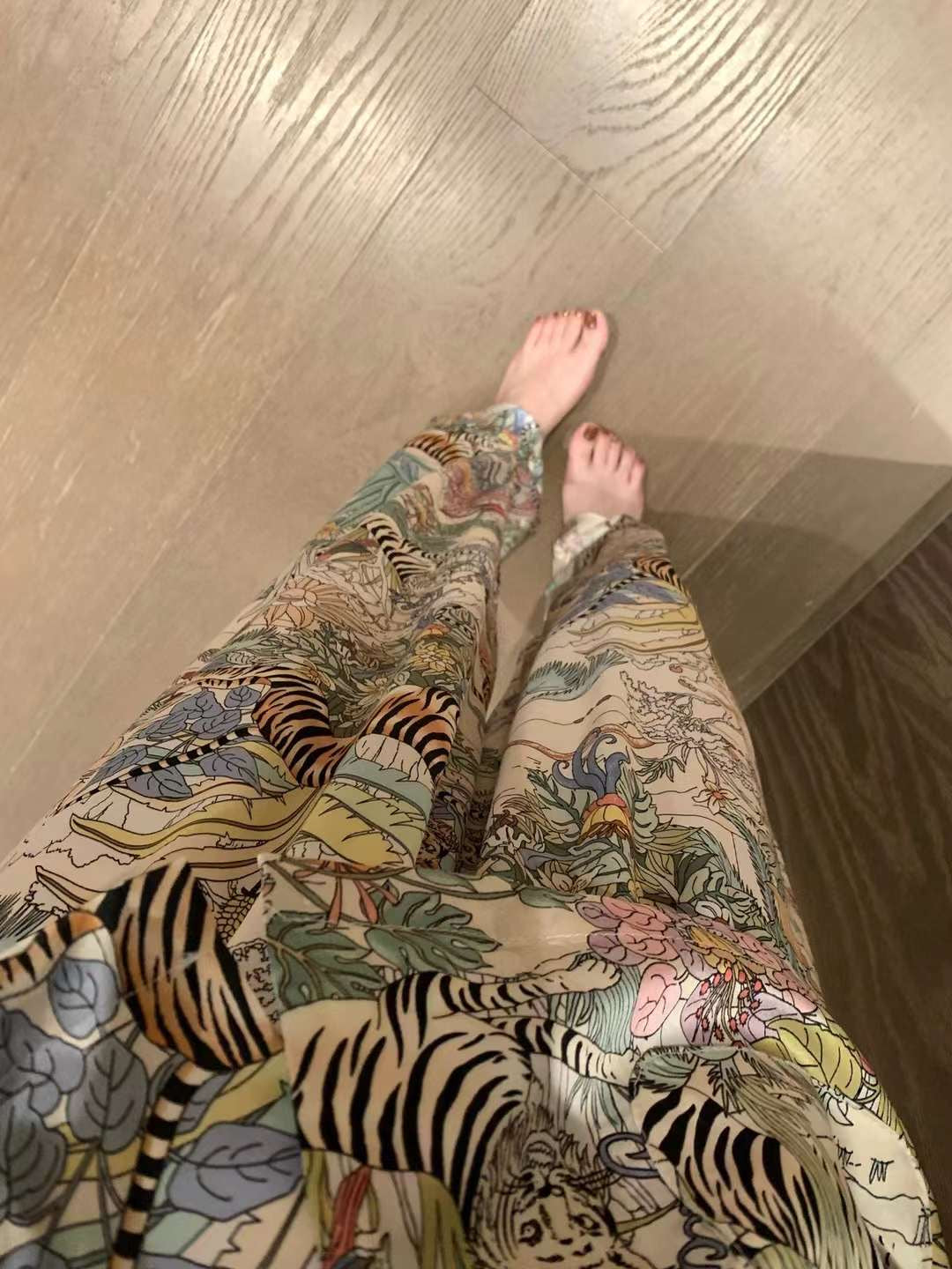 Zoo-themed faux silk pajama set