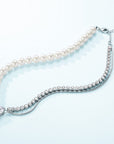 Double-Layered Pearl and Rhinestone Necklace