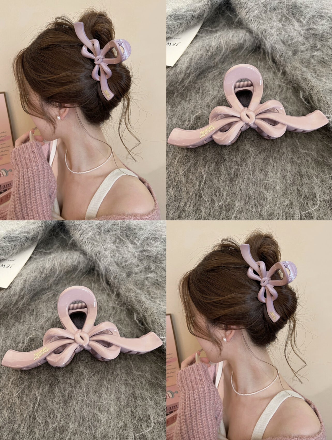 Elegant Large Butterfly Shark Clip in Blush Pink