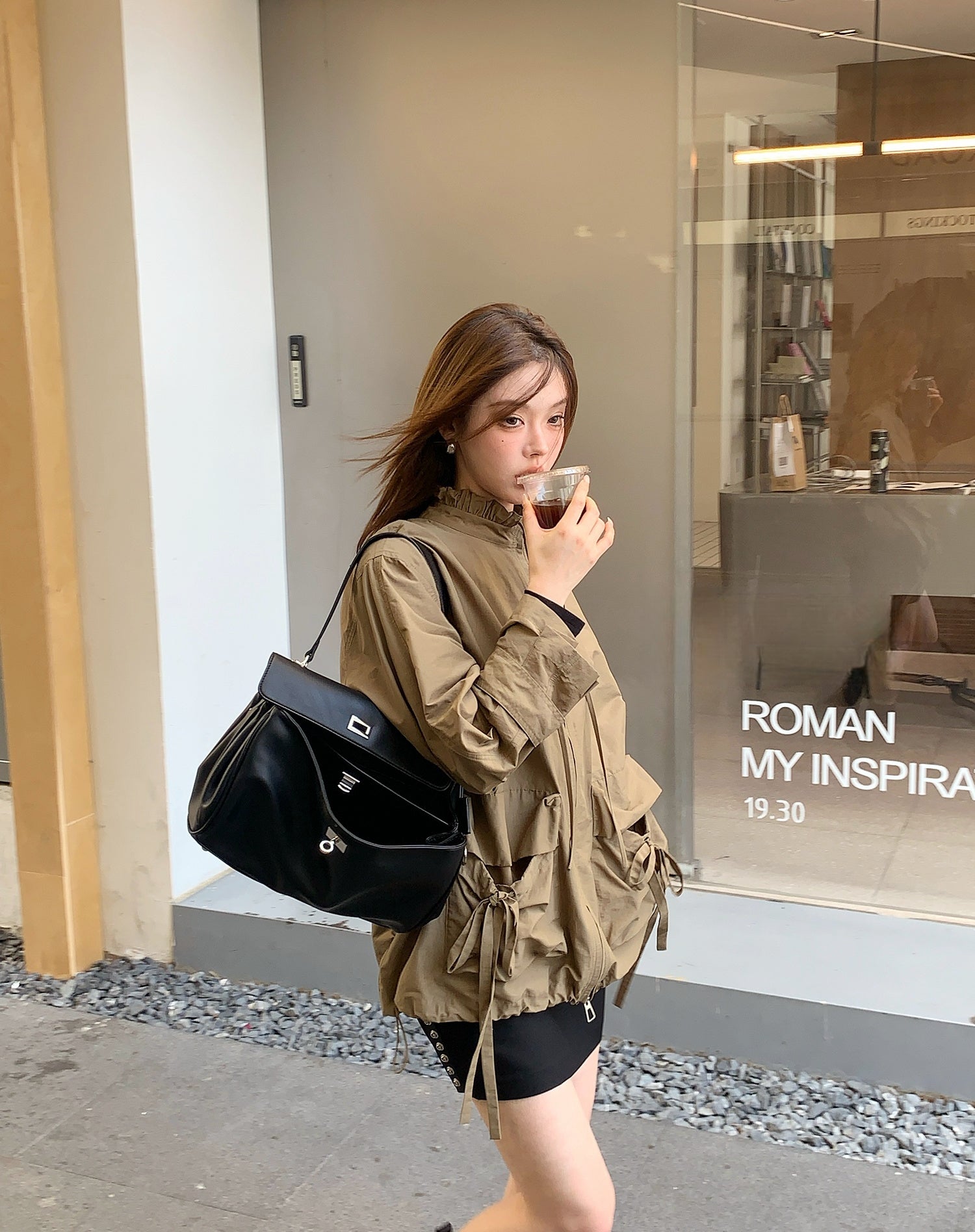 Casual Utility-Style Jacket with Straps