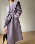 Purple Mu Fragrance 100% Double-Faced Wool Lapel Coat