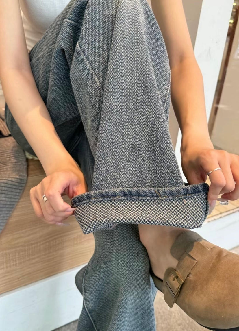Herringbone Washed Denim Jeans