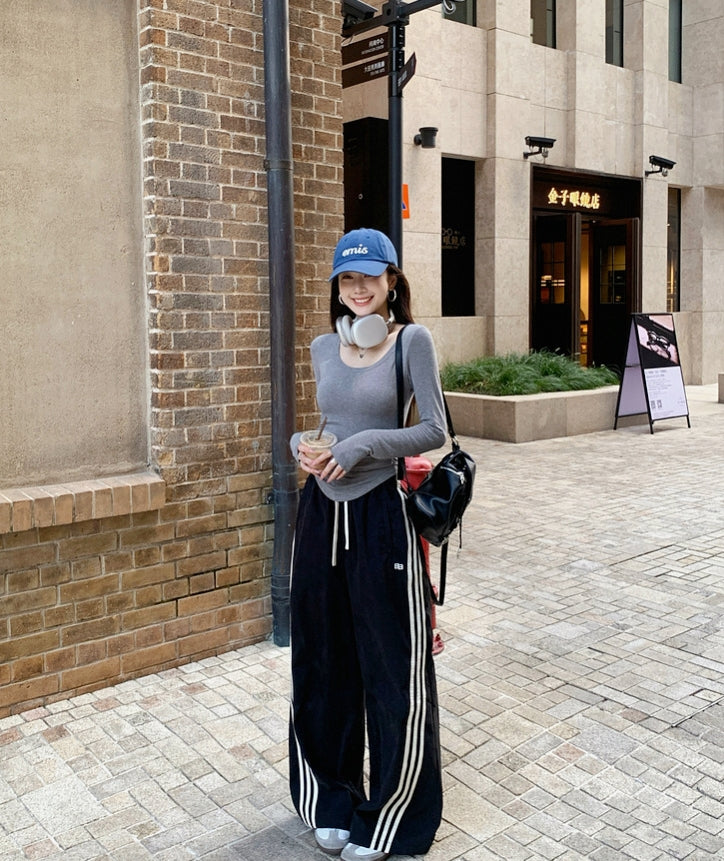 American-Style Striped Eco Cotton Drawstring Lounge Pants