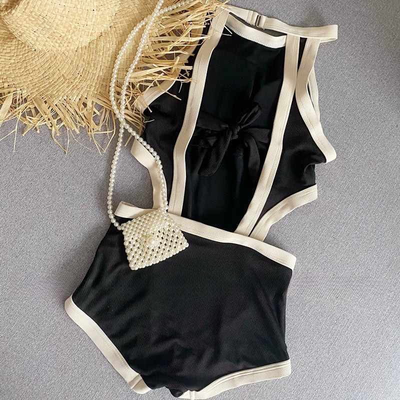 Backless One-Piece Swimsuit in Instagram Style