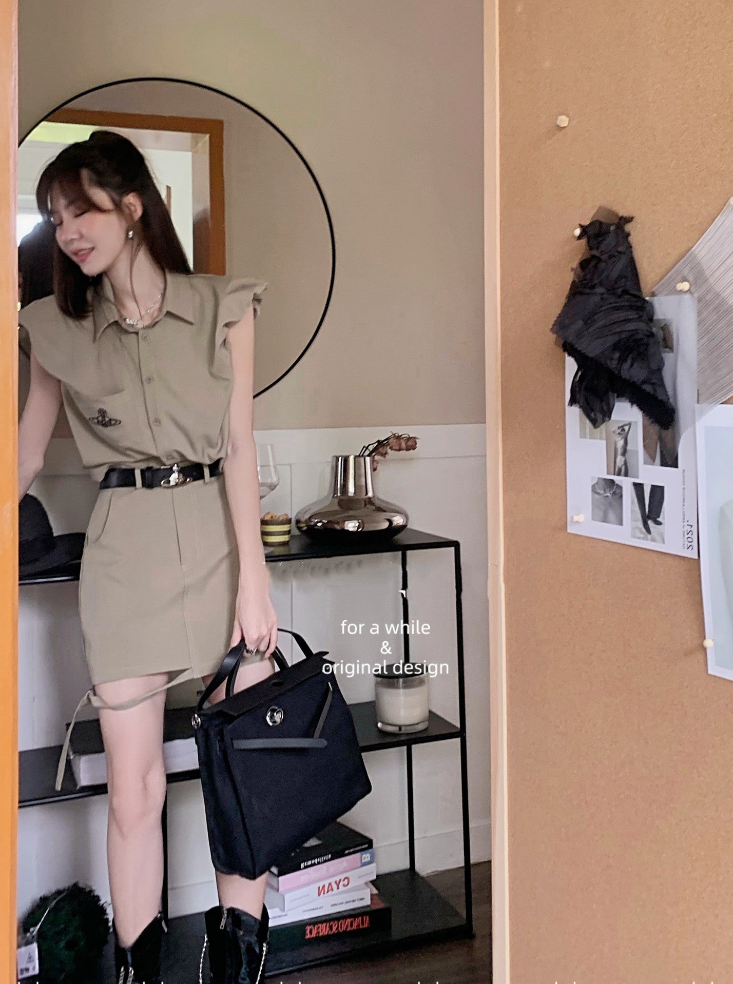 Embroidered Small Flying Sleeve Shirt Tooling Skirt Suit