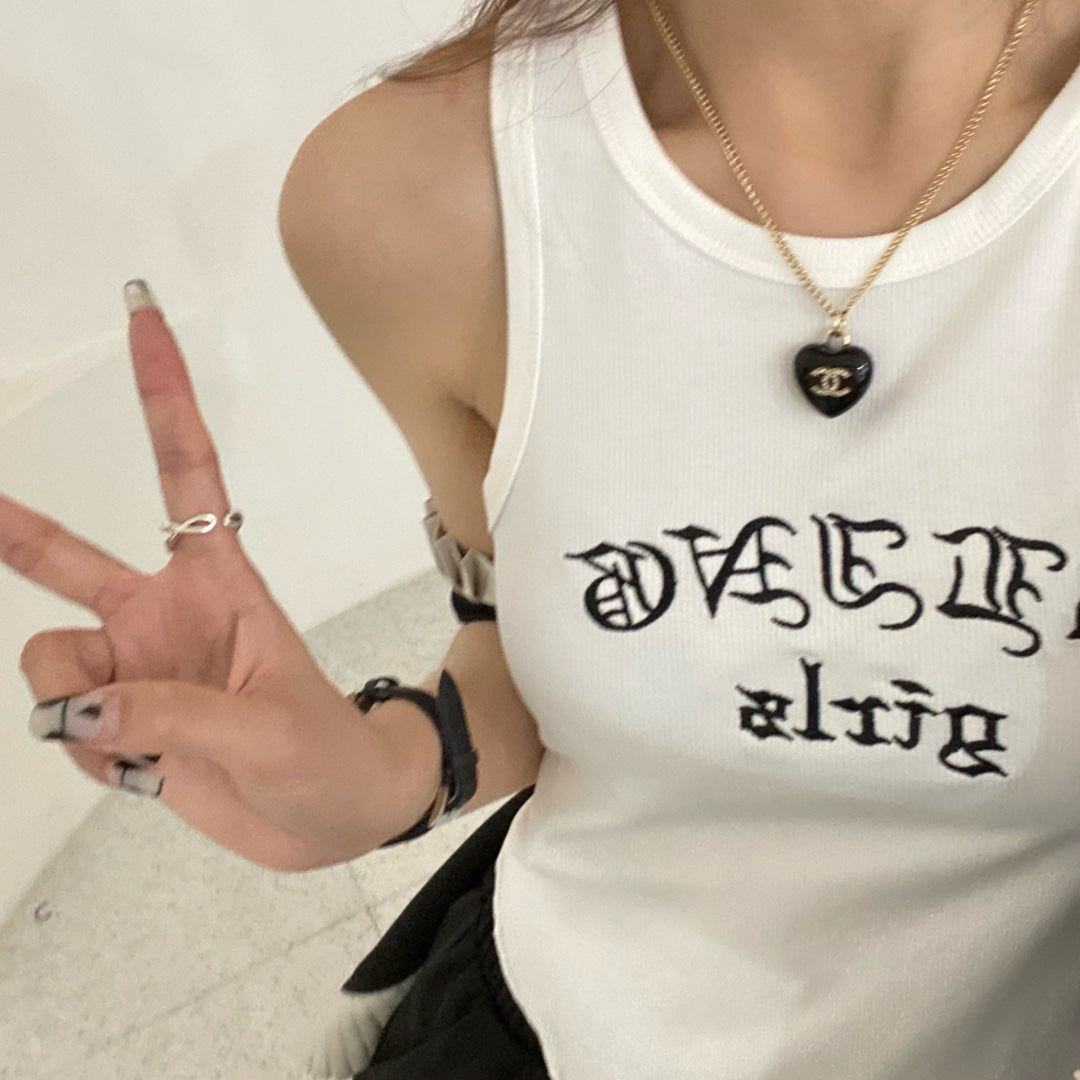 Embroidered Letter Vest