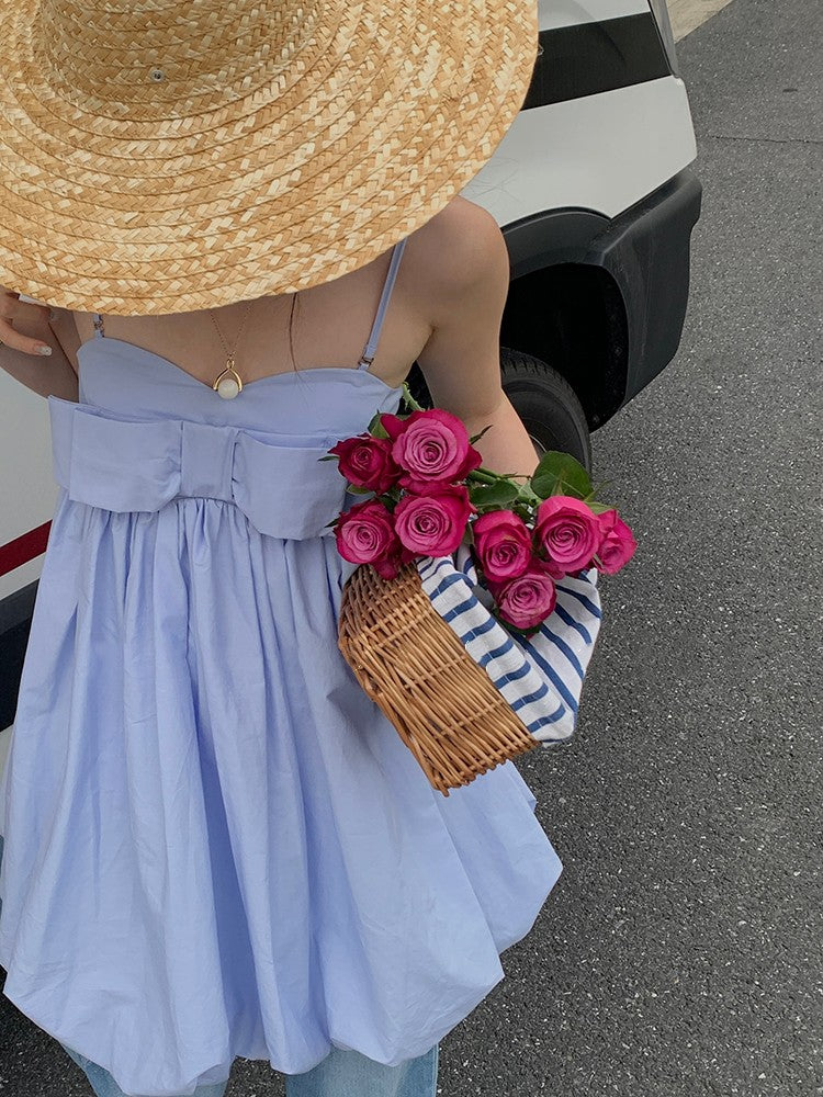 French Sweetheart Bow-Detail Camisole Dress