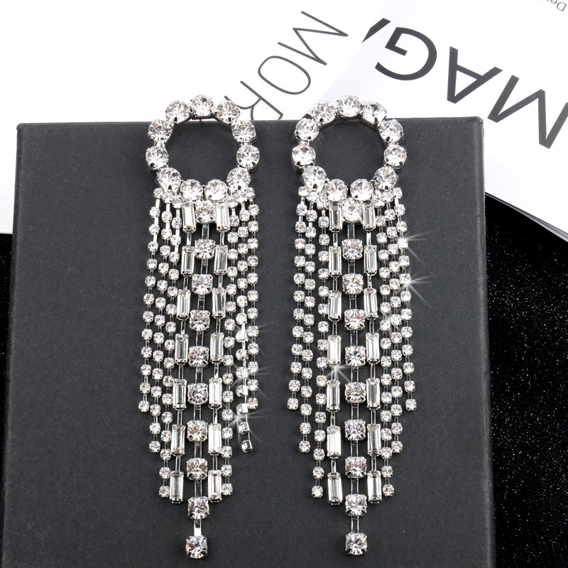 Rhinestone Tassel Earrings