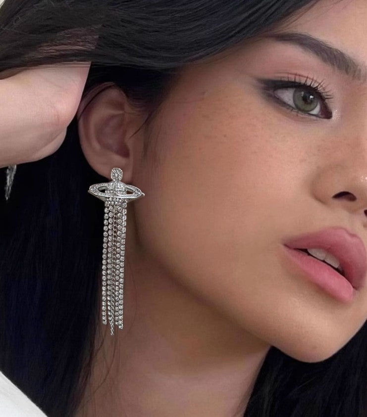 Saturn Tassel Stud Earrings