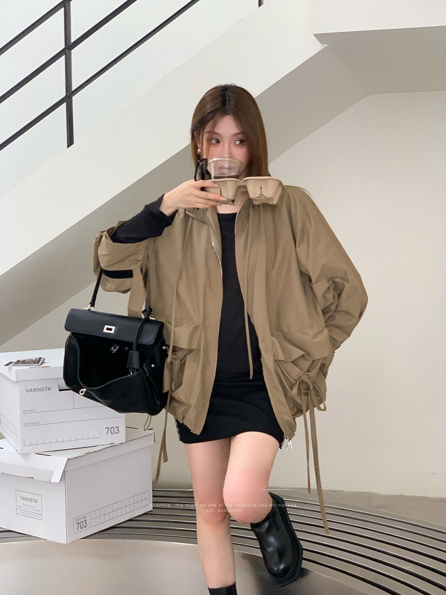 Casual Utility-Style Jacket with Straps