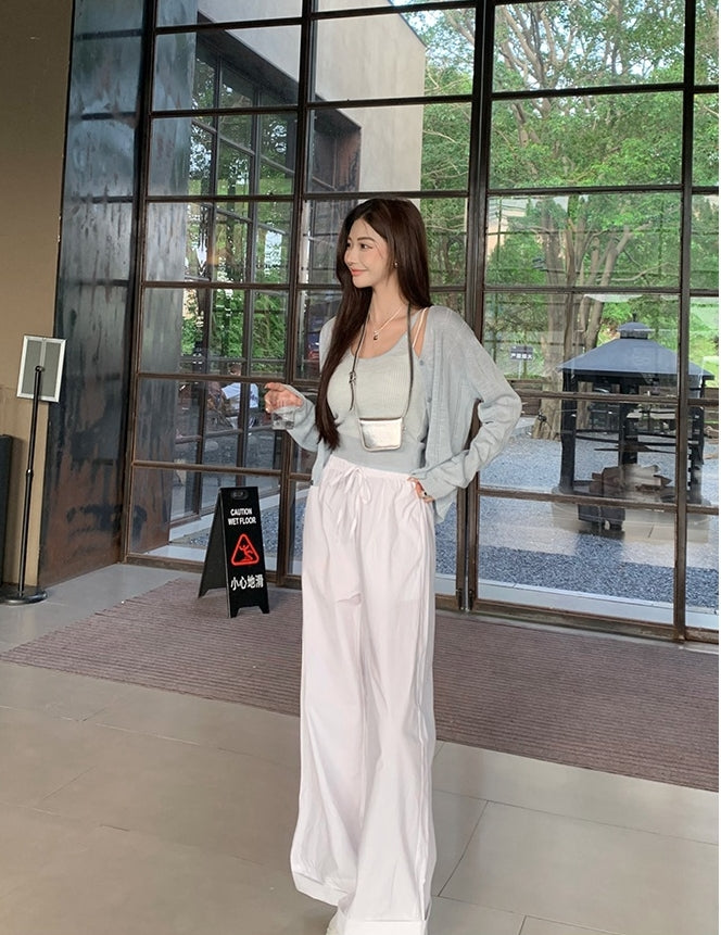 Camisole Top + Ice Silk Sun-Protective Cardigan 2-Piece Set