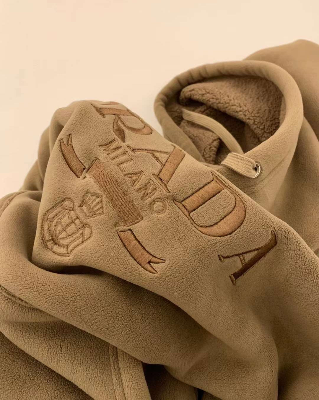 Hooded Thickened Fleece-lined Sweatshirt with Letter Embroidery