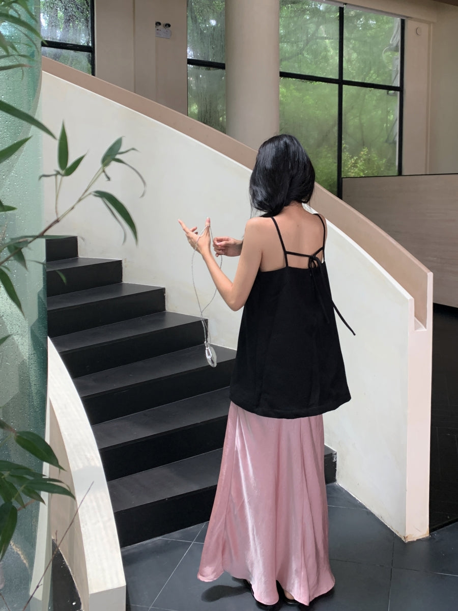 Must-Have Tie-Strap Camisole + Acetate Satin Mermaid Skirt