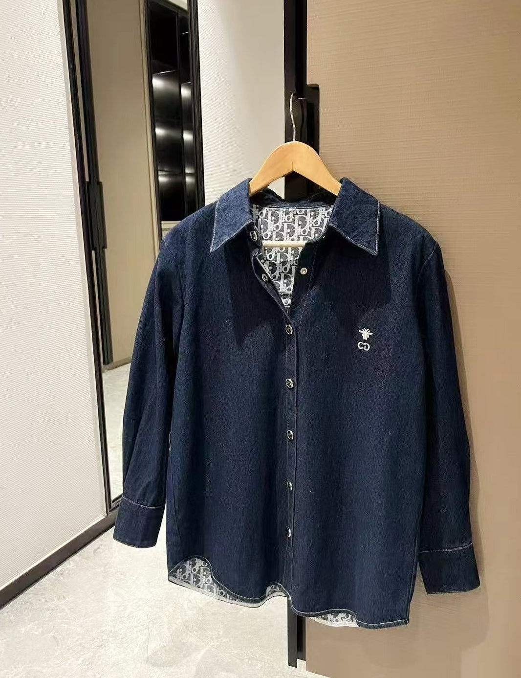 Vintage Monogram Washed Denim Shirt Jacket