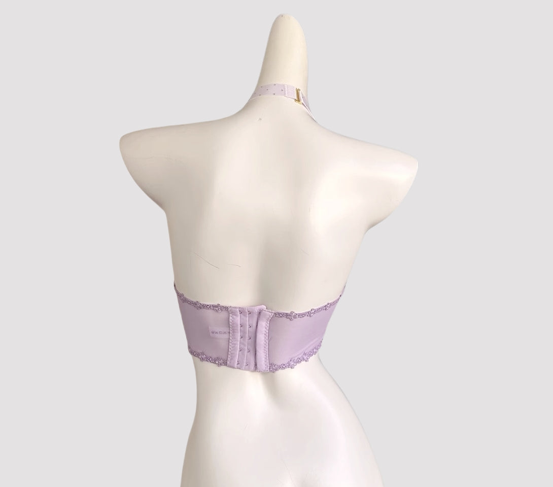 Pure Allure Halter Sheer Lace Lingerie (Panties Not Included)