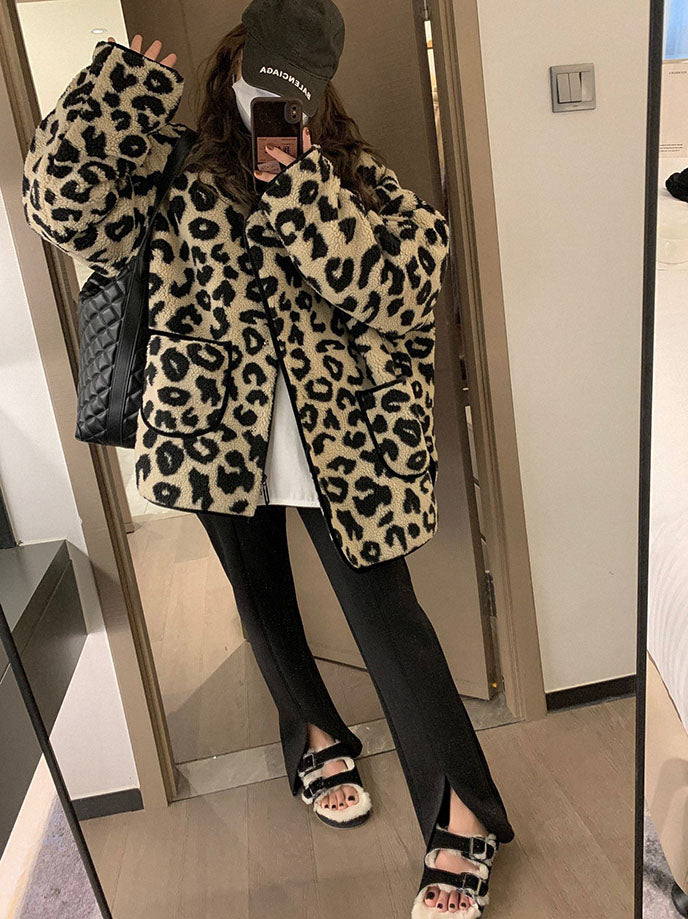 Korean Leopard Print Jacket With Cotton Coat