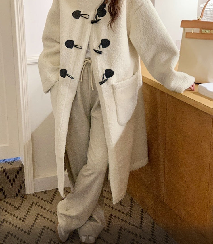 Wool-Blend Eco Faux Fur Mid-Length Coat