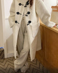 Wool-Blend Eco Faux Fur Mid-Length Coat