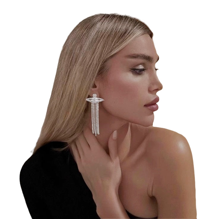 Saturn Tassel Stud Earrings