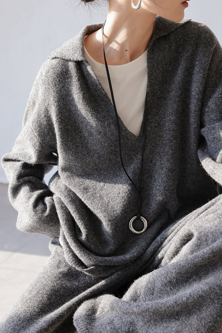 Relaxed Wool Set in Premium Grey