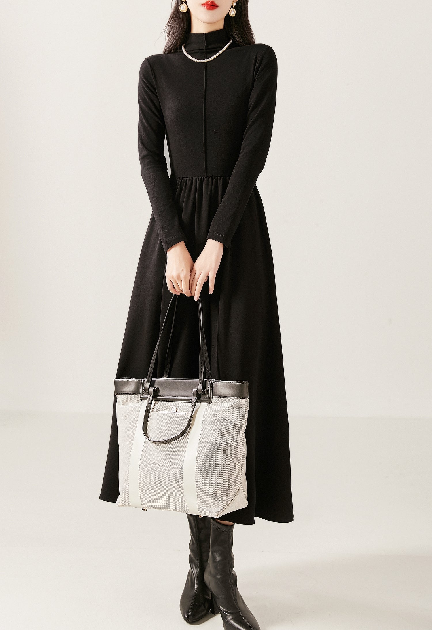 Mock Neck A-Line Dress