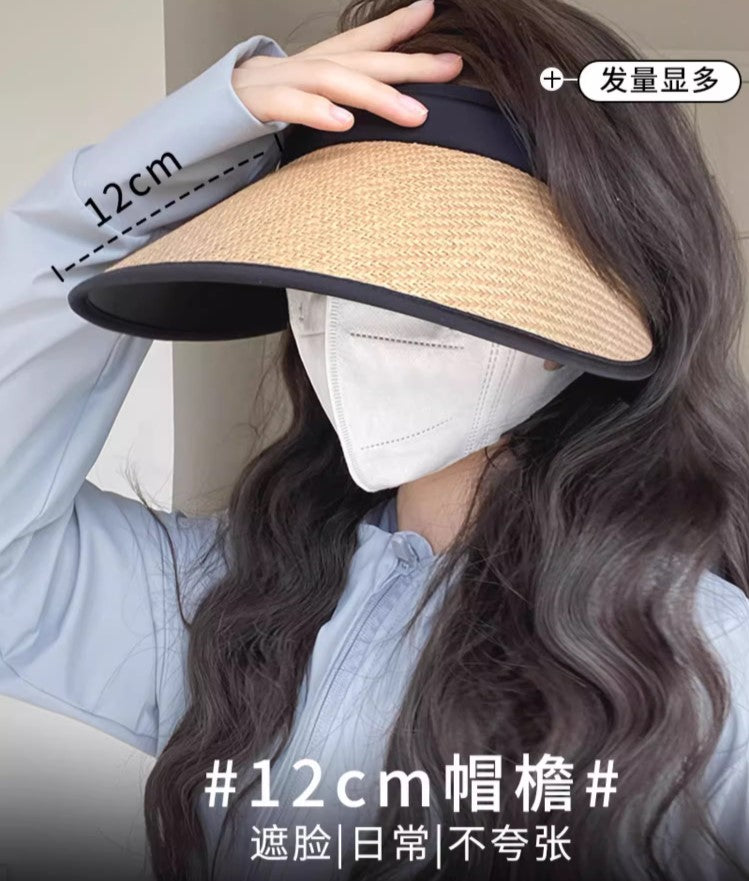 Uv Black Rubber Layer Empty Top Straw Hat