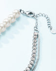 Double-Layered Pearl and Rhinestone Necklace