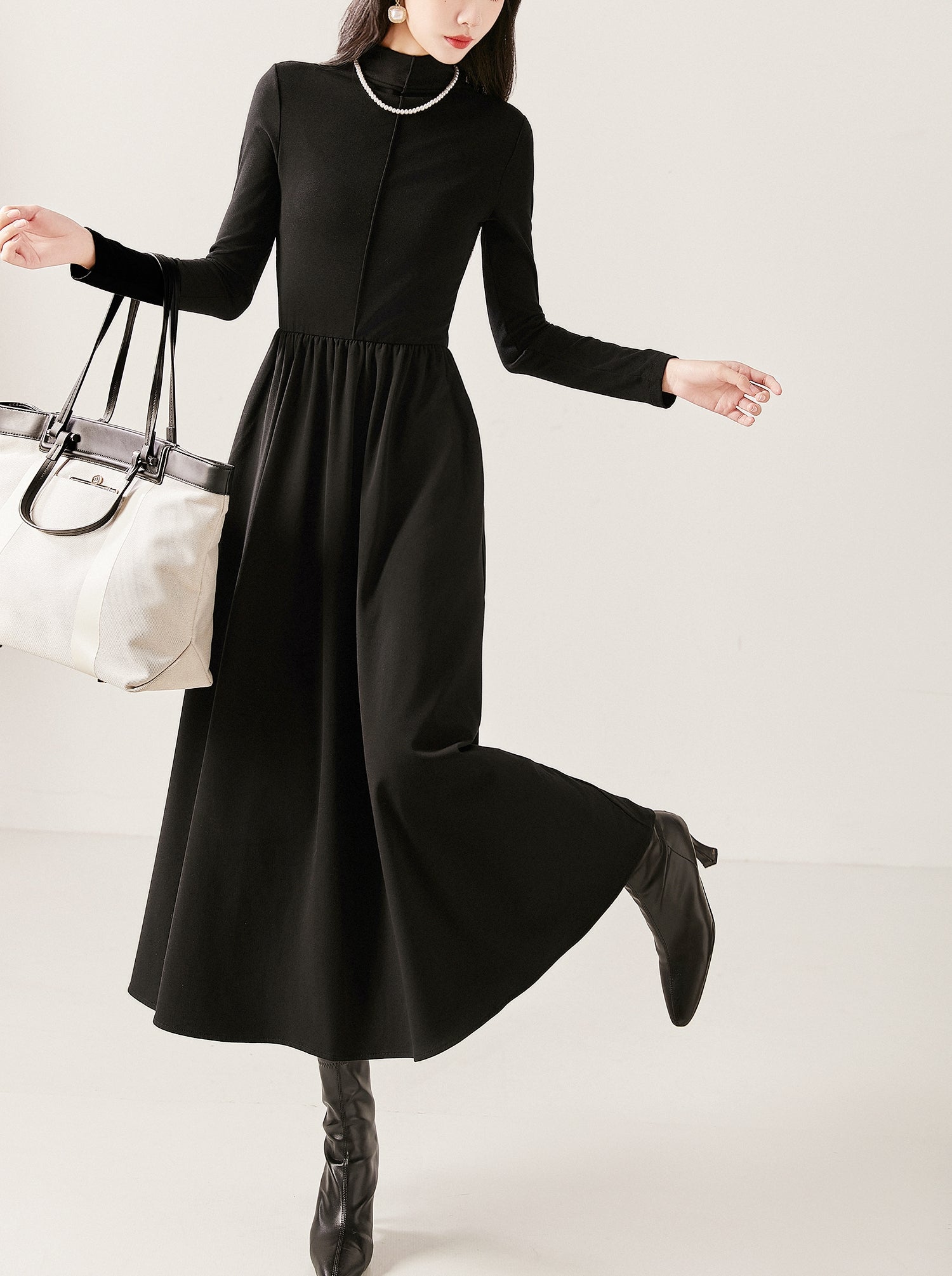 Mock Neck A-Line Dress