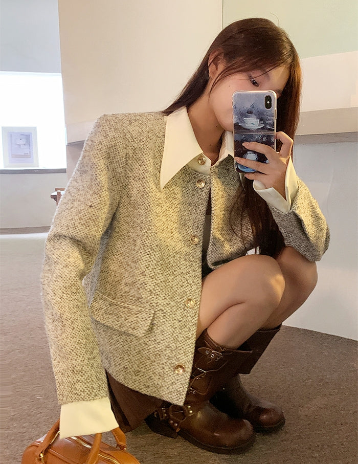 Wool Tweed Chic Short Jacket